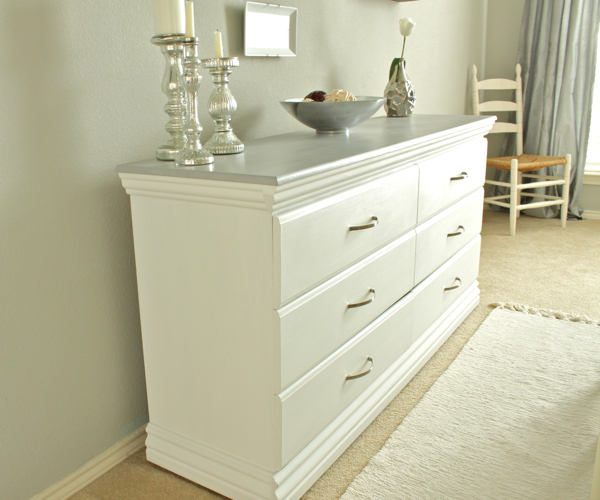 White dresser online with gray top