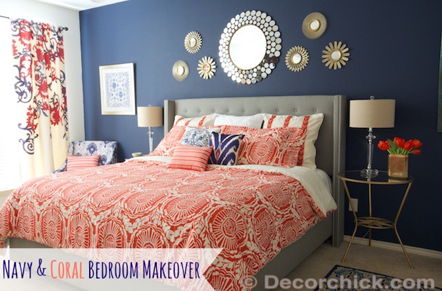 Surprise I Redid Our Master Bedroom Again Navy And Coral