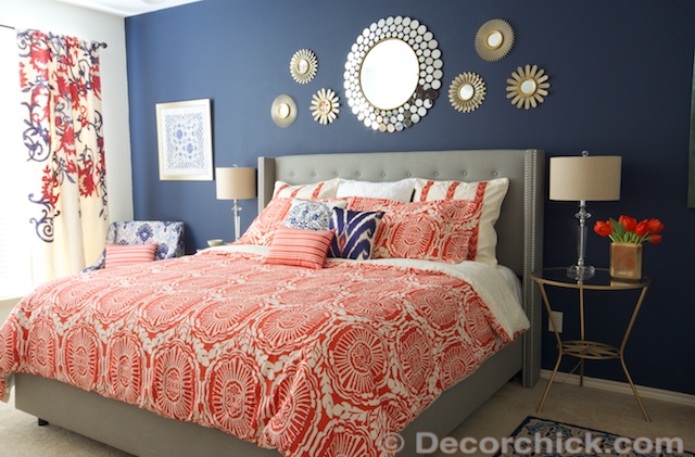 Surprise! I Redid Our Master Bedroom Again! {Navy and Coral Bedroom}