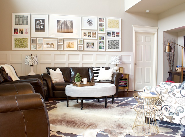 cowhide rug in living room