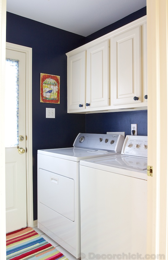 Navy Blue Laundry Room Makeover - Decorchick!