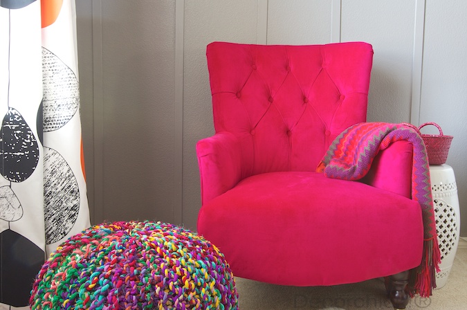 Bright pink store accent chair