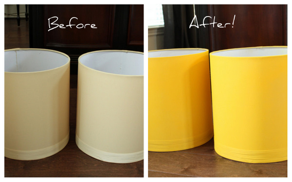 Meet My New Yellow Lamps A Spray Paint, Can You Spray Paint A Cloth Lamp Shade
