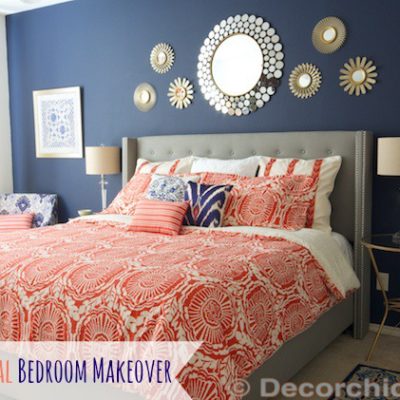 Surprise! I Redid Our Master Bedroom Again! {Navy and Coral Bedroom}