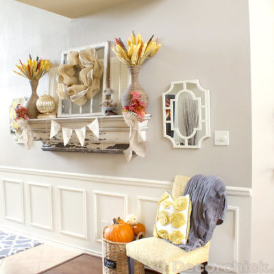 Rustic and Textured Fall Mantel