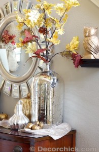 Simple Fall Decorating and Vignette | With Huge Mercury Glass Vase ...