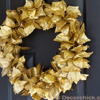 Dollar Store Christmas Wreath | Gold Leaf Wreath