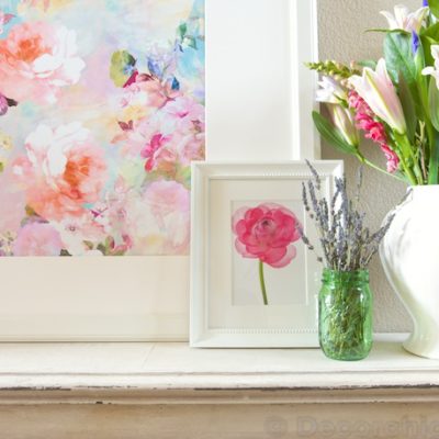 Spring Mantel With New Watercolor Picture