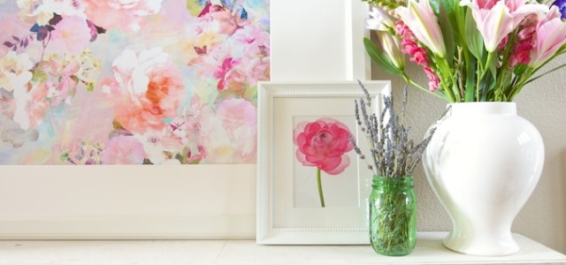 Spring Mantel With New Watercolor Picture