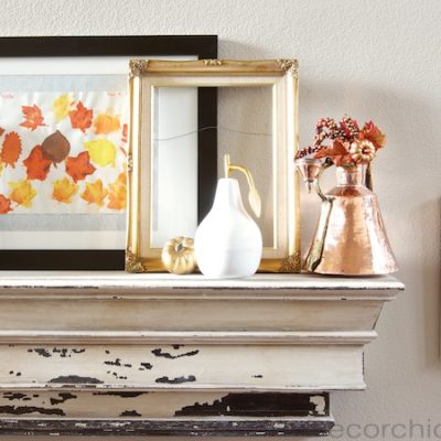 Simple Fall Mantel with Gold and Bronze